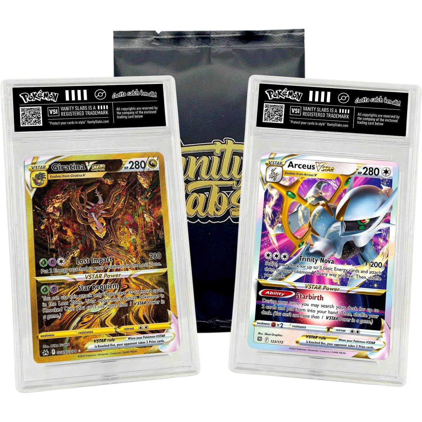 Pokemon Rare Card Slab Bundle – Ultra or Double Rare Pokémon Card Sealed in Vanity Slabs Display Case with 10 Bonus Holo Cards | EX V VMAX