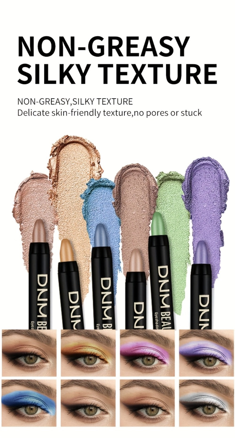Gel Eyeshadow Stick Pencil Set 16 Colors Pearl Shimmer Matte Blendable Eye Makeup Crayons, for Makeup, Travel and Everyday Vanity Use