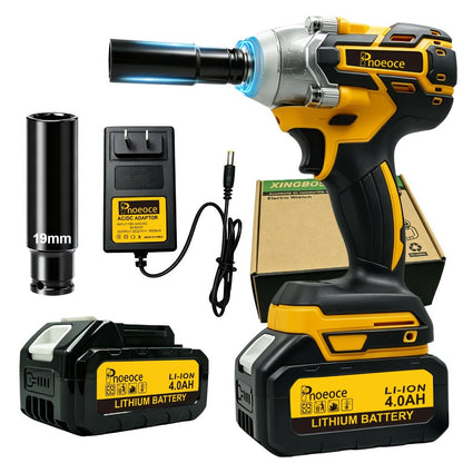 Cordless Brushless Impact Wrench Set 21V, 1/2'' High Torque Impact Gun with 4000mAh Rechargeable Battery