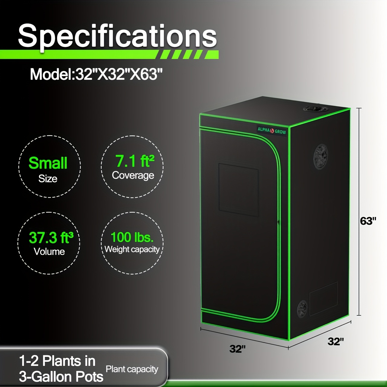 Indoor Grow Tent 1680D Lightproof with Viewing Window, Floor Tray & No-Tool Assembly, Hydroponic Setup for Seedling & Vertical Flowering