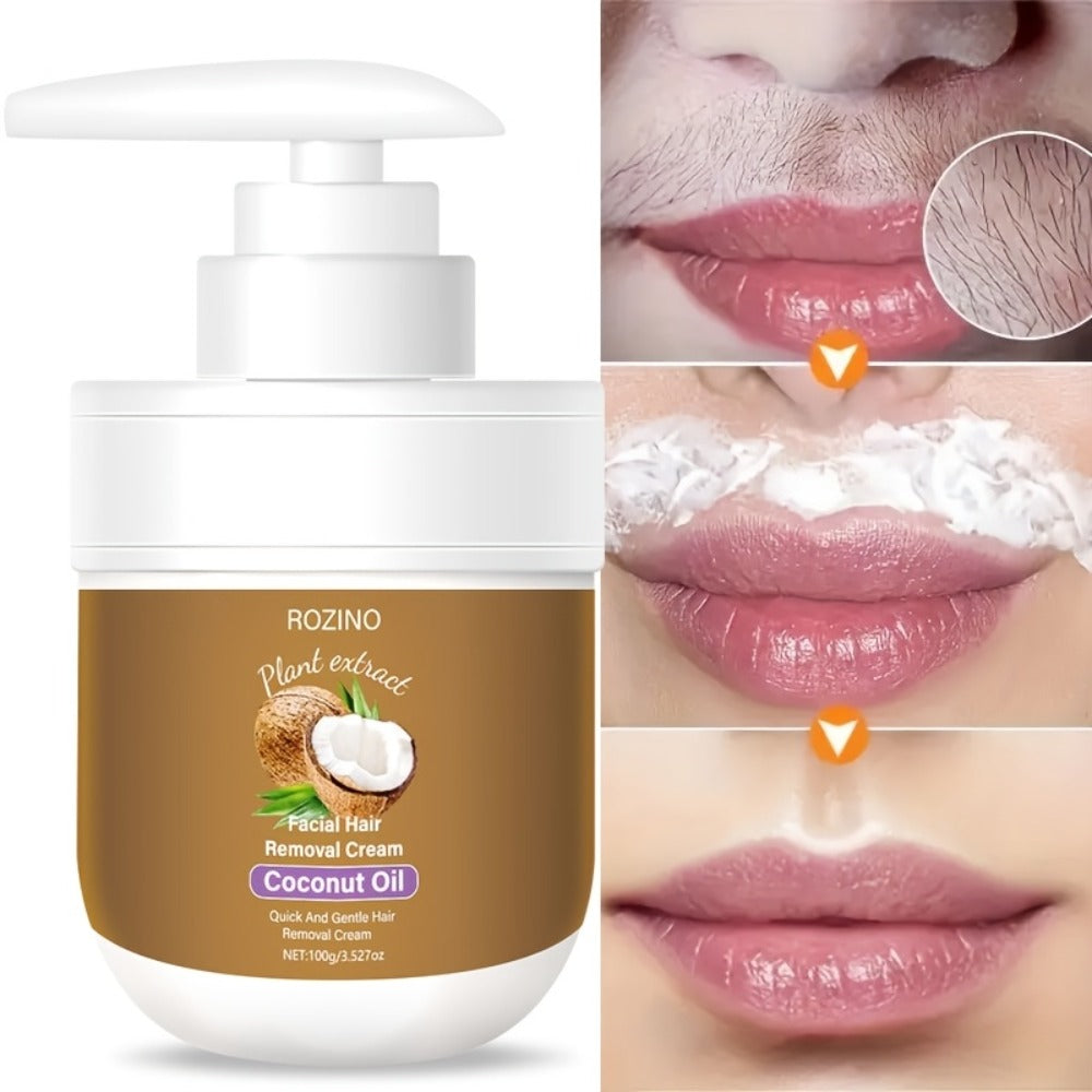 Hair Removal Cream ROZINO Coconut Oil 100g Two-Pack Pump Jars with Cartons for External Body Grooming