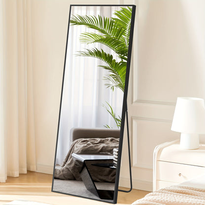 Full Length Mirror Floor Standing with LED Light – Arched & Rect Aluminum Frame Dressing Mirror for Bedroom Living Room, Black/Golden/White