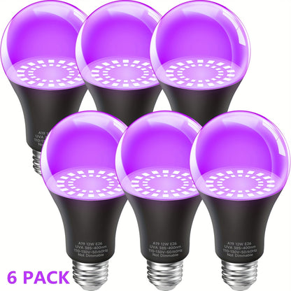 UV Black Light Bulbs 12W LED UVA 385-400nm - Glow in the Dark Party Blacklight Bulb for Halloween