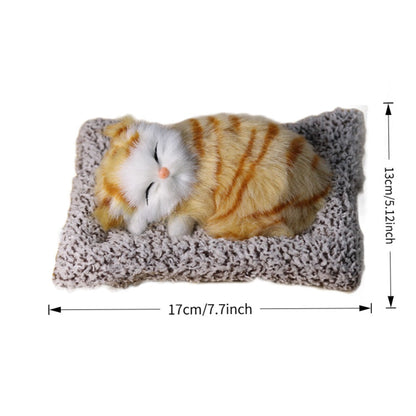 Plush Toy Realistic Sleeping Cat with Meow Sound in Four Coat Patterns for Desk or Room Display