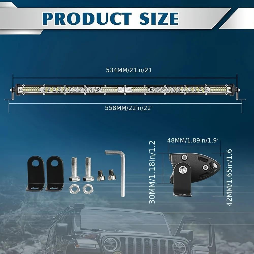 LED Work Light Bar Kit for Off-Road Truck Jeep SUV ATV UTV Tractor, 12-24V 2000-3000LM Combo 22in 10in + 4in Spot Flood Lights
