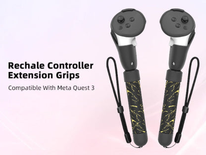 Meta Quest 3S Controller Handle Extension Grips, 3-in-1 VR Handle Attachments for Beat Saber, Golf+