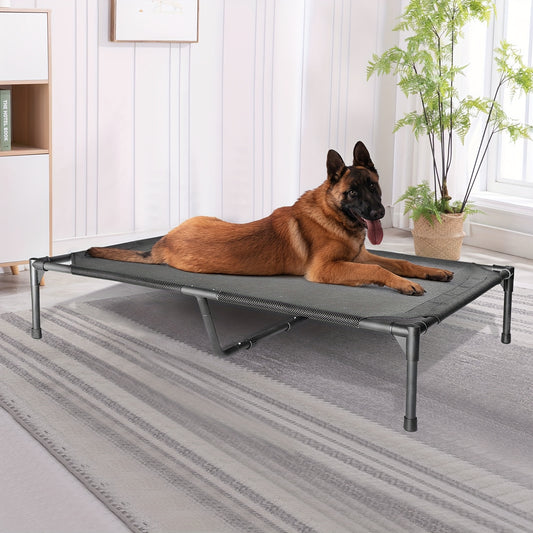 Elevated Dog Bed Cooling Cot – Breathable Mesh Dog Cot for Indoor and Outdoor Use, No-Tool Assembly Anti-Slip Feet Frame
