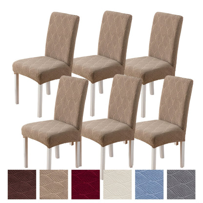 Chair Cover Set of Six Stretch Dining Slipcovers with Little-Leaf Pattern in Six Available Color Choices