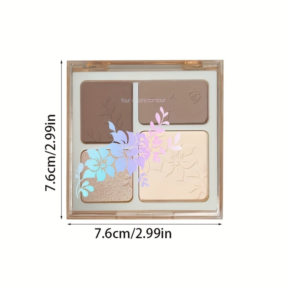 Face Sculpting Contour Palette 4 Colors Matte & Glossy, Multifunctional Bronzer Blush Highlighter & Eyeshadow Palette