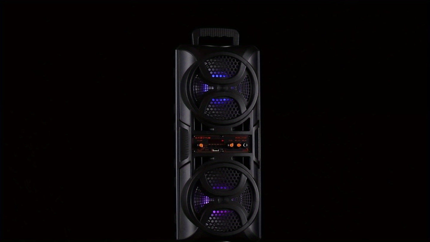 Portable PA Speaker Dual 6.5-Inch RGB Karaoke System with TWS, USB, AUX, FM and Remote Control
