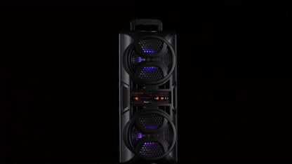 Portable PA Speaker Dual 6.5-Inch RGB Karaoke System with TWS, USB, AUX, FM and Remote Control
