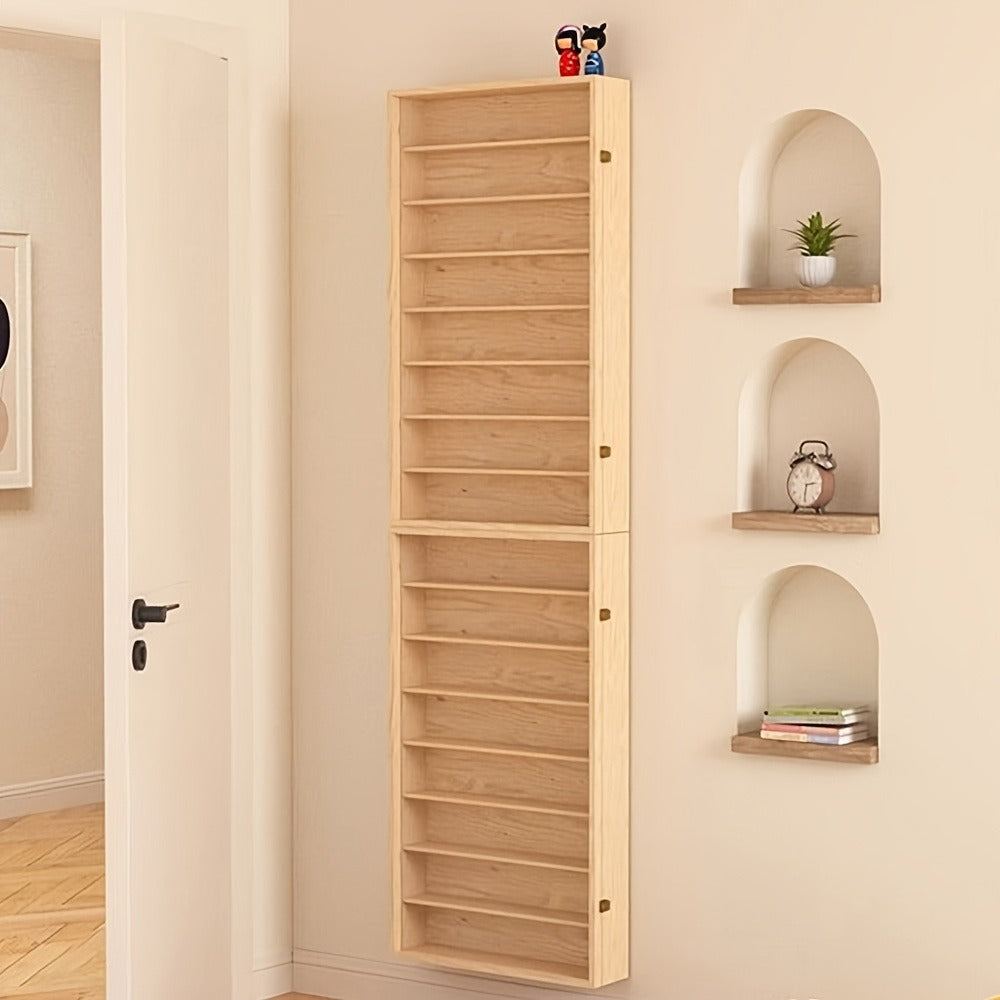Wall-Mounted Six-Shelf Solid Wood Display Cabinet with Clear Acrylic Door, 19.68 Inches Wide