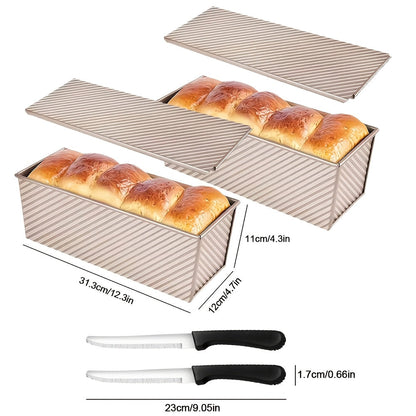 Pullman Loaf Pan with Lid, Extra Large 12.3x4.7x4.3 Inch Sandwich Bread Pan with Vent Holes