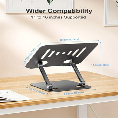 Foldable Laptop Stand with Vented Metal Tray, Dual-Hinge Riser and Three 10-16.5 Inch Source Options