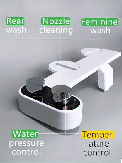 Bidet Attachment Hot and Cold Water, Dual Nozzle Non-Electric Toilet Seat Bidet, Rear & Feminine Wash