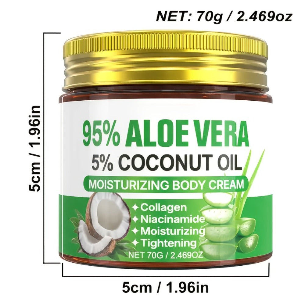 Aloe Vera Collagen Face Cream, Two Jar Set with Hyaluronic Acid and Coconut Oil for Daily Moisture