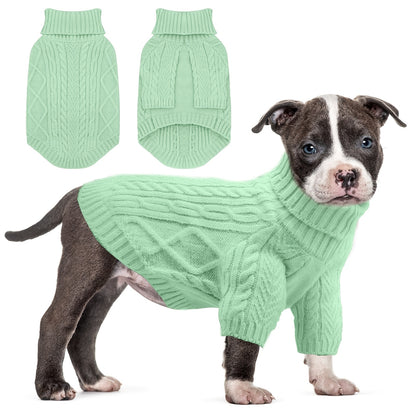 Dog Sweater Turtleneck Warm Knit Pullover with Soft Long Sleeves for Small Medium Breeds, All-Season Machine Washable Pet Sweater