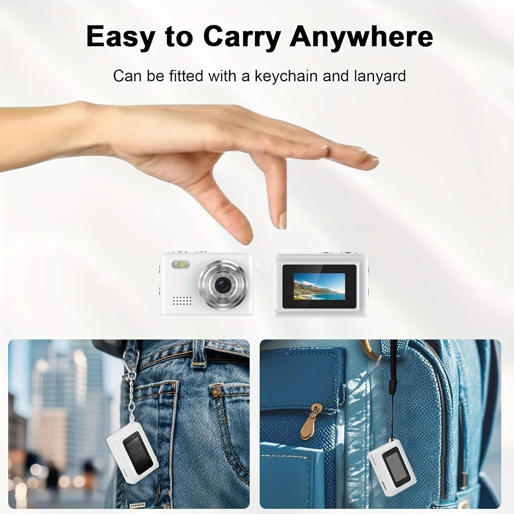 Keychain Mini Digital Camera 16X Zoom Autofocus & Shock-Proof, 2.8-Inch Screen Point-and-Shoot Cam for Travel & Vlog