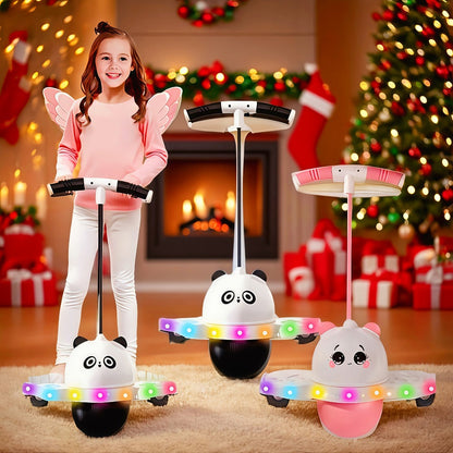 LED Light Up Bouncing Ball for Kids, Colorful Illuminated Balance Toy for Indoor & Outdoor Play, Fun Pink & Interesting Black