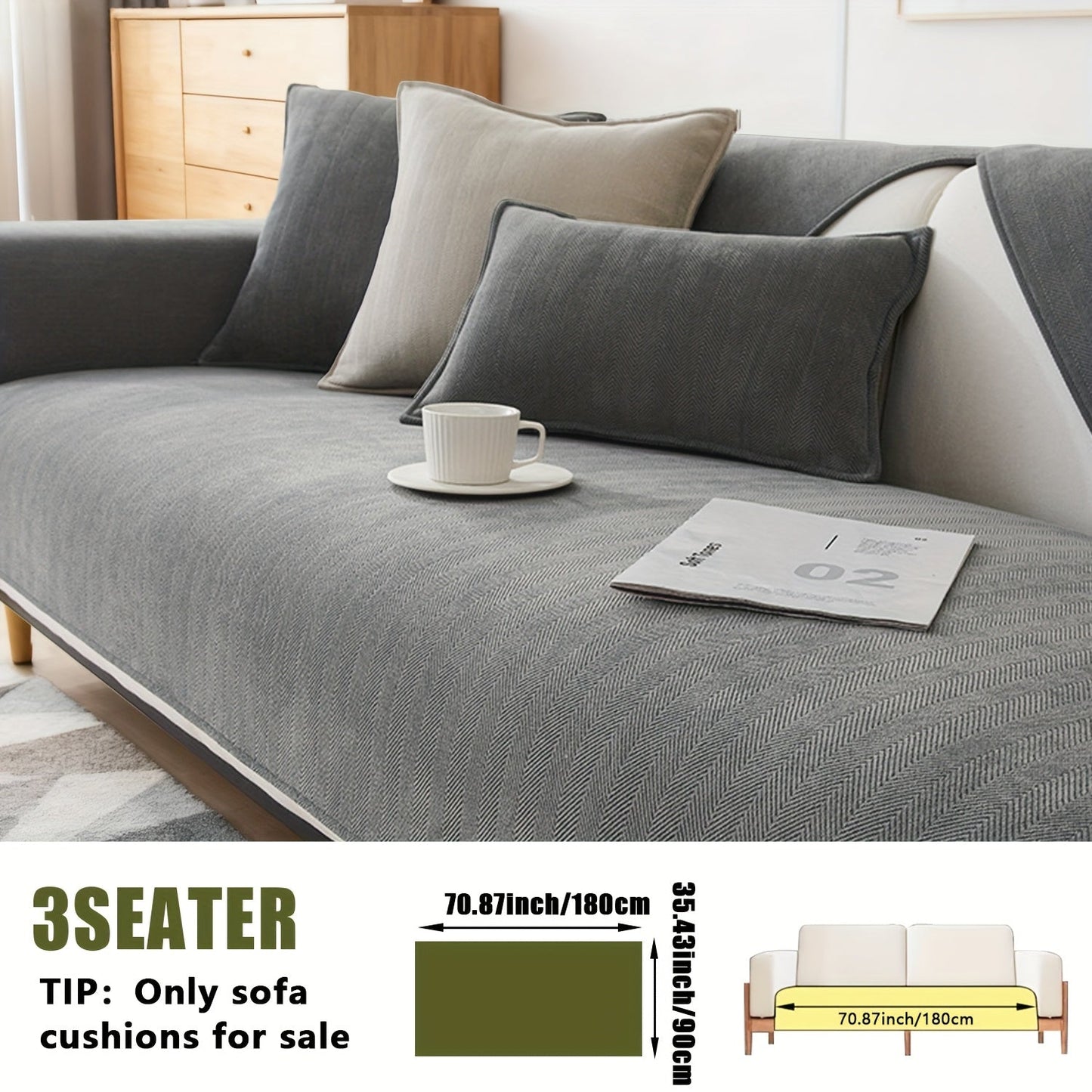 Sofa Cover Ribbed Chenille Stretch Panels for 1 to 4 Seats, Armrests or Cushions with Model-Specific Size and Color Options
