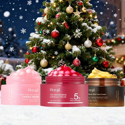 Face Cream PDRN Collagen Three-Piece Capsule Set with Vitamin C and Niacinamide for Day or Night Use