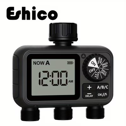 3-Zone Sprinkler Timer with Auto/Manual/Rain Delay Modes, Programmable Garden Hose Irrigation Controller