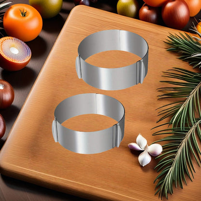 Adjustable Stainless Steel Cake Ring Mold 2-Pack, Retractable Round Mousse Cake Ring 6.3" to 11.8" Diameter