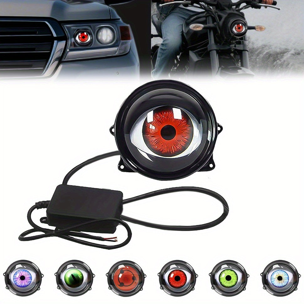 LED Demon Eye Lights 6-Mode Adjustable Dynamic Devil Eyes with Lens 12V Off-Road Atmosphere Lighting Kit Car Mod Automotive Decoration