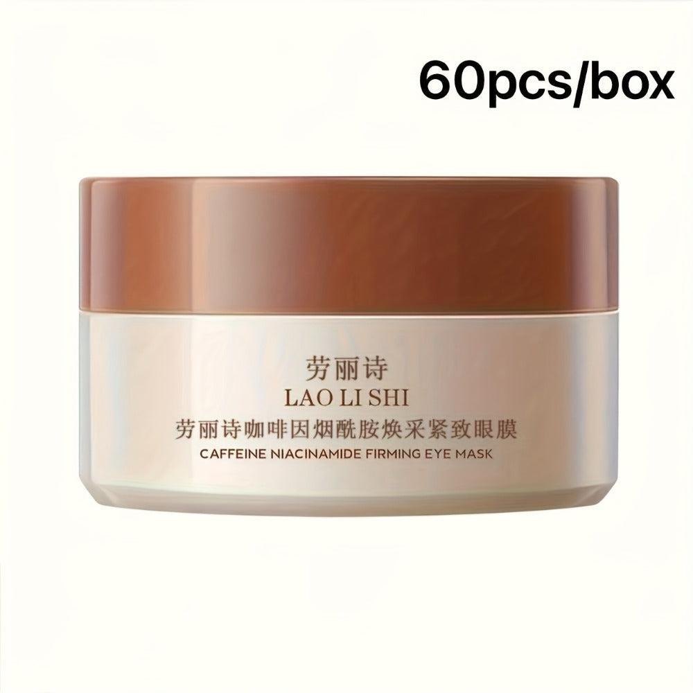 Niacinamide Firming Eye Mask Patches 60pcs with Caffeine & Hyaluronic Acid Lift Tighten Brighten Dark Circles Puffiness Fine Lines