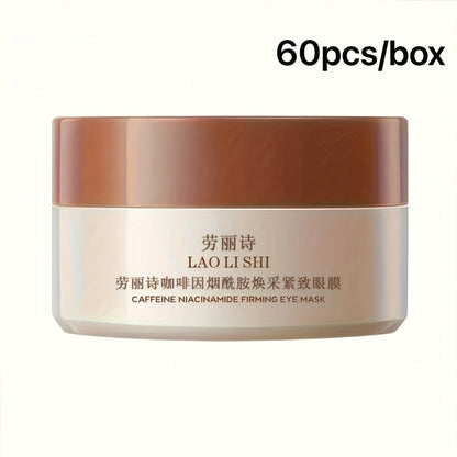 Niacinamide Firming Eye Mask Patches 60pcs with Caffeine & Hyaluronic Acid Lift Tighten Brighten Dark Circles Puffiness Fine Lines