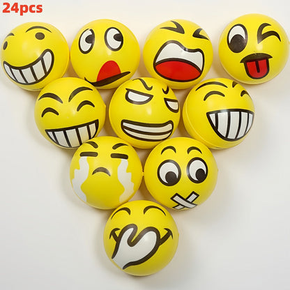 Stress Balls Bulk 24 Pack Mini Squeeze, Funny Emoji Face Foam Stress Toys for Kids & Adults, Classroom Prizes