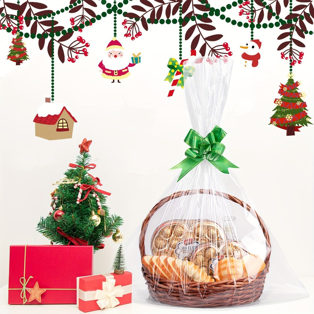 Cellophane Bags 50-Pack Large 18x30 Inch Transparent Gift Basket Wrap Bags – Clear Cellophane Wrapping for Christmas