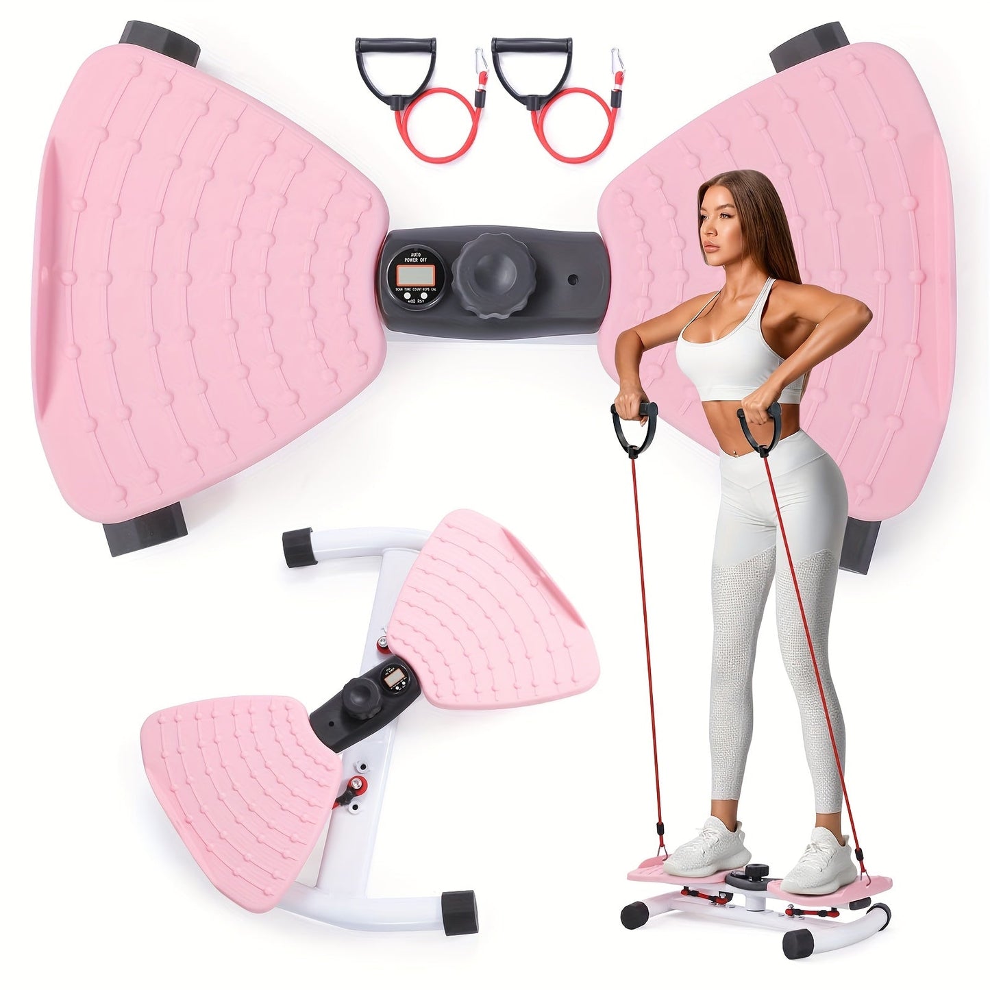 Fitness Equipment Waist Twist Platform with Figure-Eight Resistance Tubes Display and Three Colors