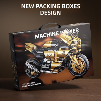 1000PCS Motorcycle Building Blocks 1:10 Scale DIY Black & Gold Motorbike Model Kit – Adult Collector Display Ornament