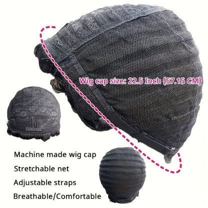 4-Inch Straight Layered Pixie Human Hair Wig in Black with 150% Density and Machine-Made Rose Net Cap