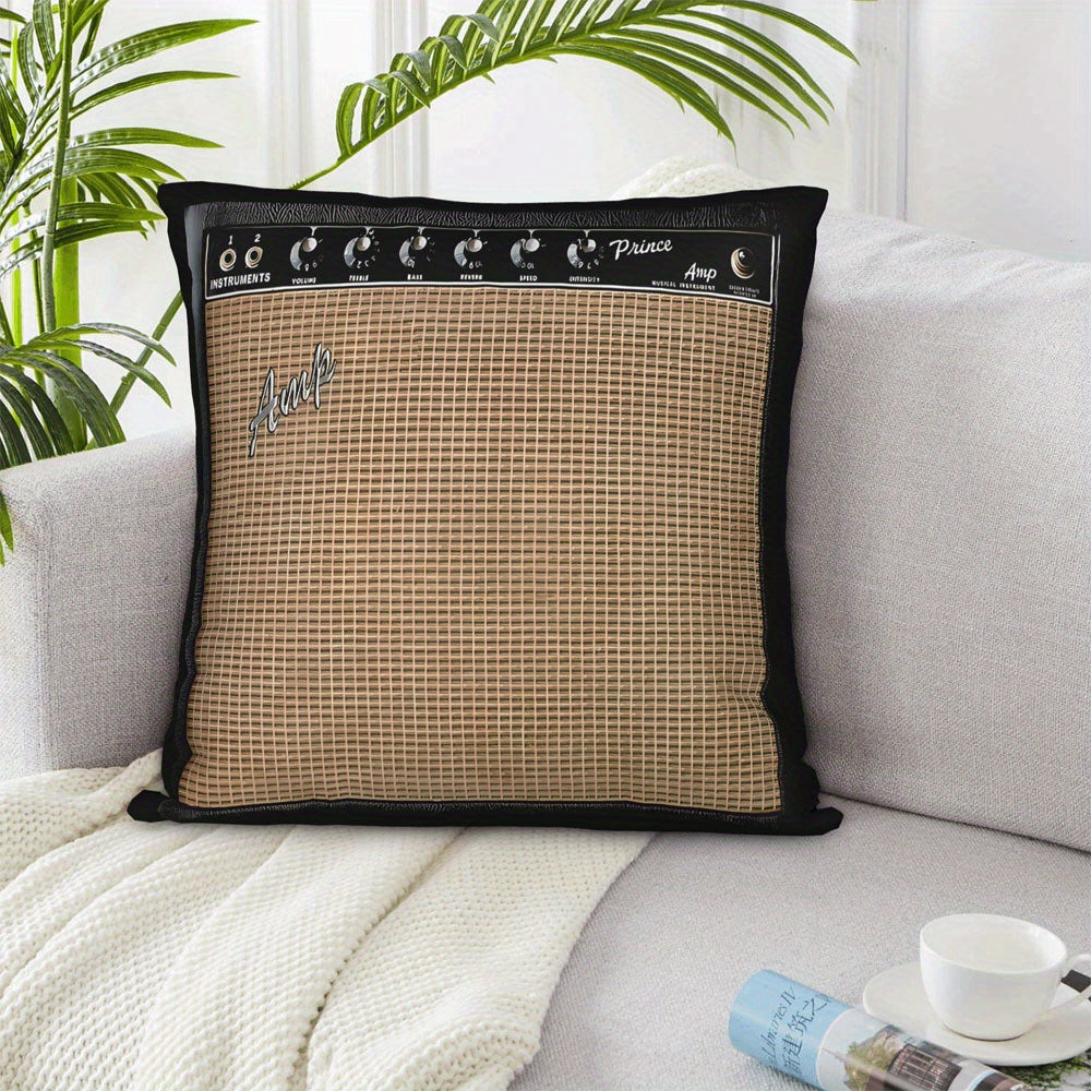 Throw Pillow Cover Guitar Amplifier Music Themed Decorative Cushion Case 18x18 Inch Zipper for Entryways, Bedrooms and Living Spaces