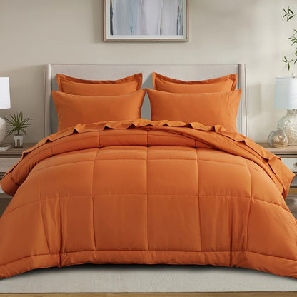7 Piece Comforter Set Luxury Soft Fluffy Bedding All Season Bed in a Bag with Comforter Fitted Sheet Flat Sheet Pillowcases Hypoallergenic