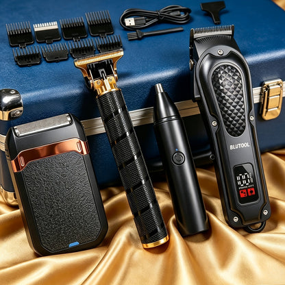 4-in-1 Cordless Grooming Kit for Men – Hair Clipper, Beard Trimmer, Electric Shaver & Nose Trimmer, Rechargeable Professional Hair Cutting