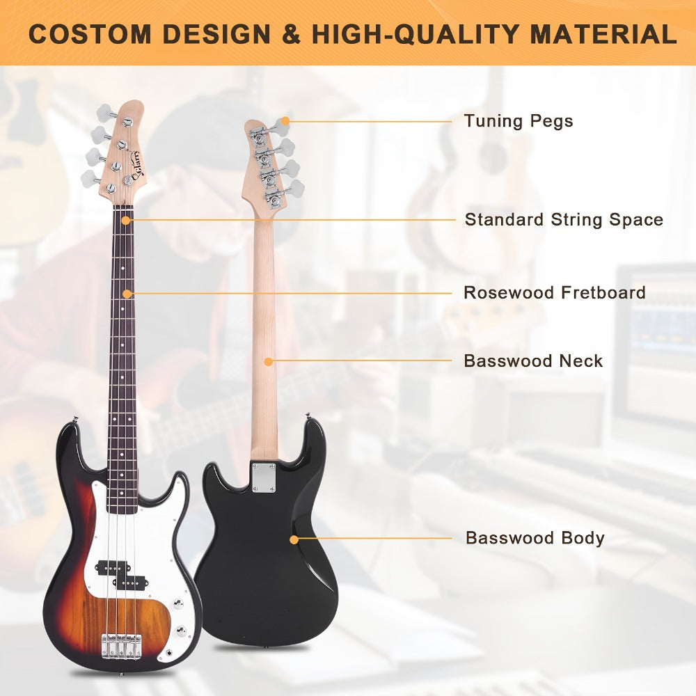 Electric Bass Guitar, 42 mm, Full Size, Glarry, Kit, Full for Lessons and Practice detail image - detail view 4