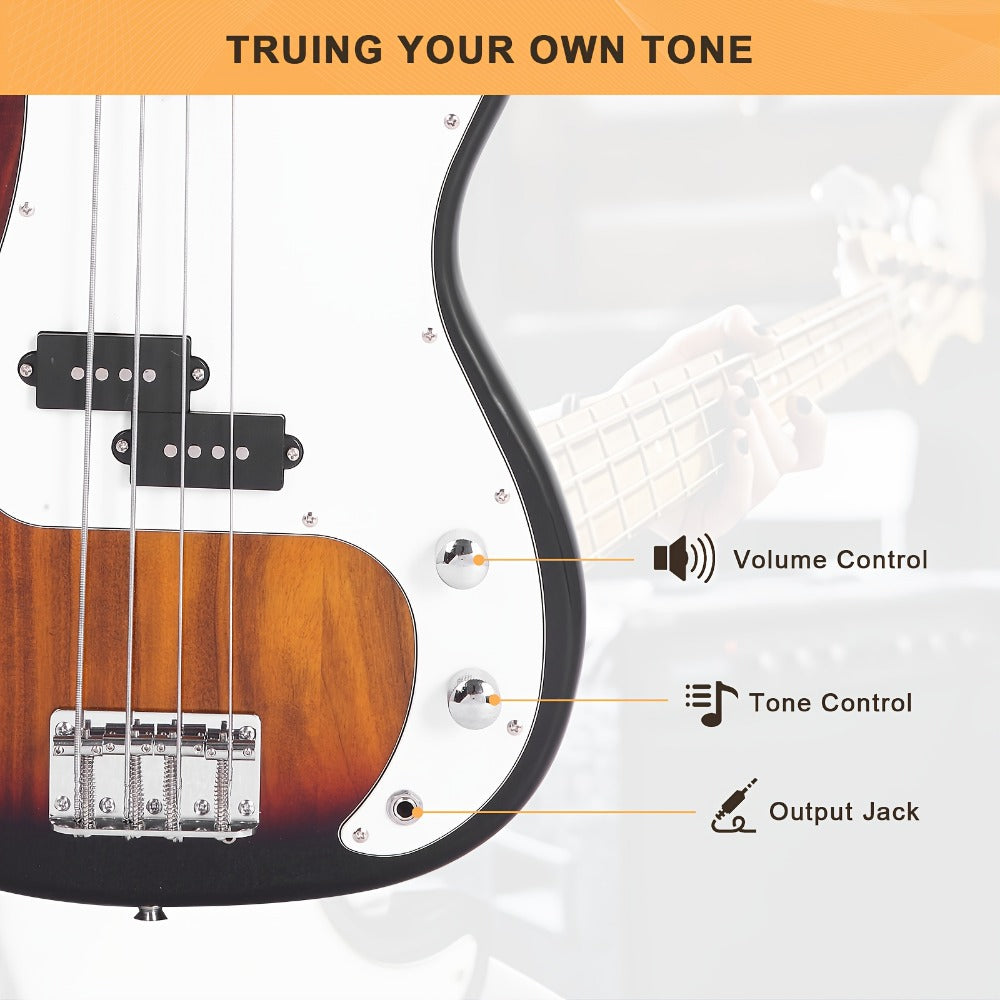 Electric Bass Guitar, 42 mm, Full Size, Glarry, Kit, Full for Lessons and Practice detail image - detail view 6