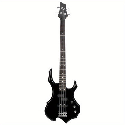 Electric Bass Guitar, Obsidian, Full Size, LEADZM, Burning, Fire for Lessons and Practice detail image - detail view 13