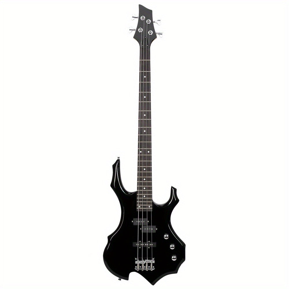 Electric Bass Guitar, Obsidian, Full Size, LEADZM, Burning, Fire for Lessons and Practice detail image