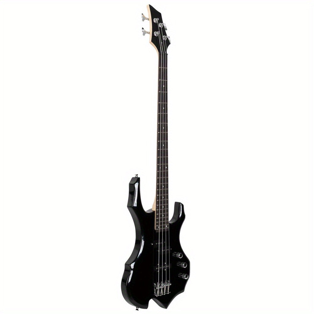 Electric Bass Guitar, Obsidian, Full Size, LEADZM, Burning, Fire for Lessons and Practice detail image - detail view 4