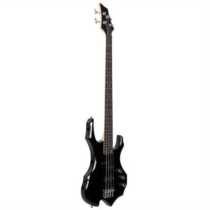 Electric Bass Guitar, Obsidian, Full Size, LEADZM, Burning, Fire for Lessons and Practice detail image - detail view 4