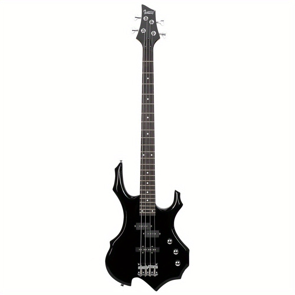 Electric Bass Guitar, Obsidian, Full Size, LEADZM, Burning, Fire for Lessons and Practice detail image - detail view 5