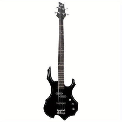 Electric Bass Guitar, Obsidian, Full Size, LEADZM, Burning, Fire for Lessons and Practice detail image - detail view 5