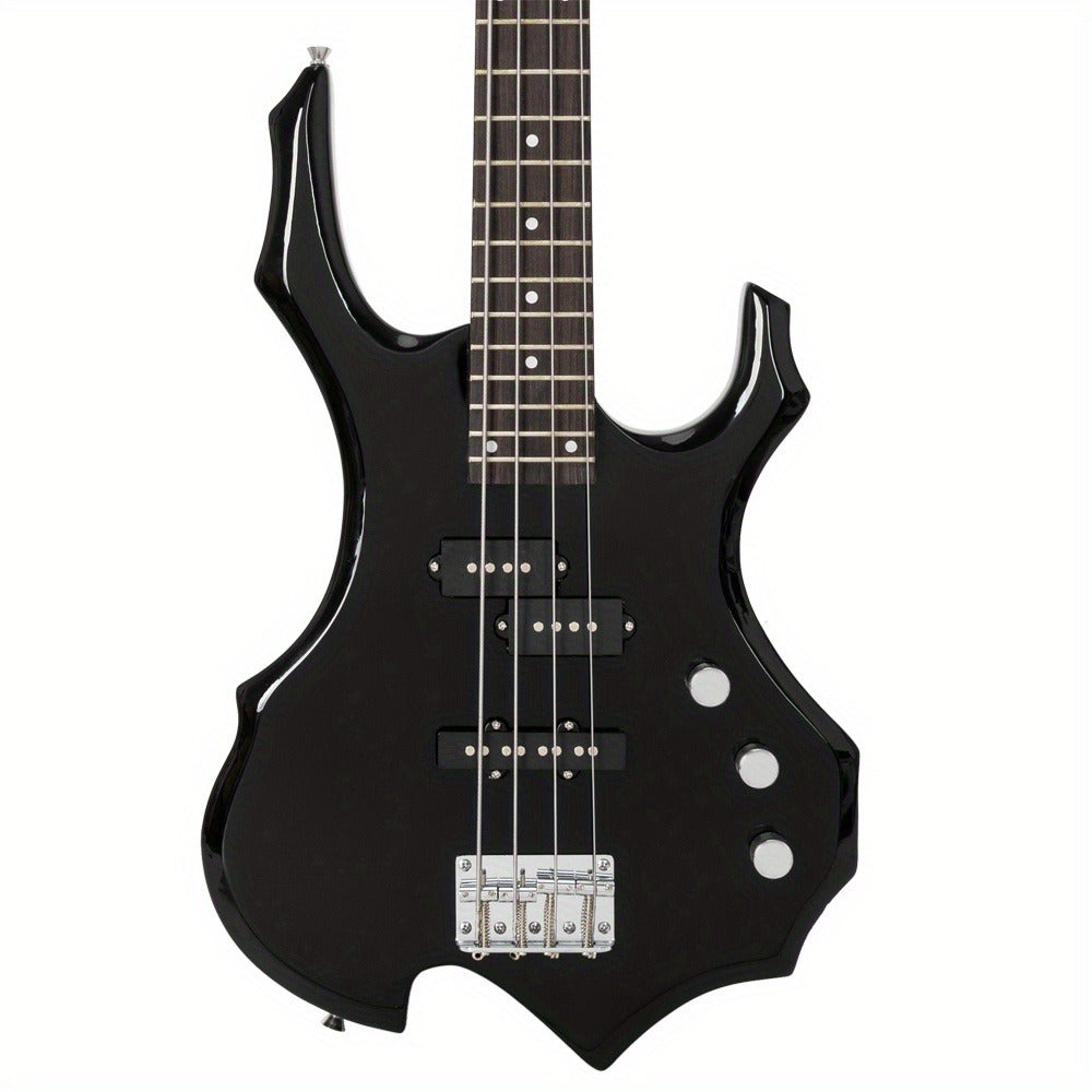 Electric Bass Guitar, Obsidian, Full Size, LEADZM, Burning, Fire for Lessons and Practice detail image - detail view 6