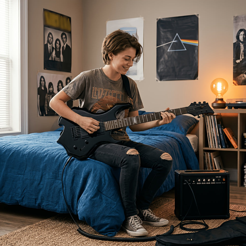 Electric Guitar shown in the Low Luxury Matte Black Guitar Set option