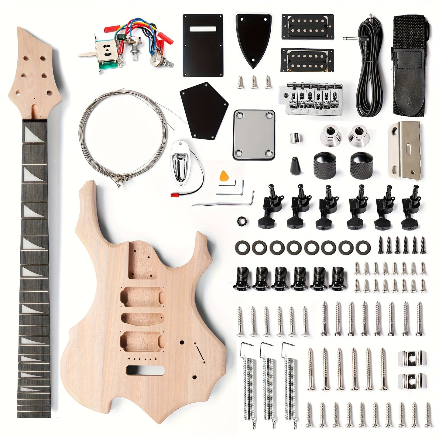 Electric Guitar shown in the Burning Fire, Natural option