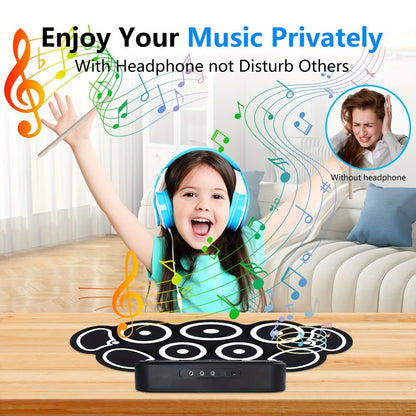 Electronic Drum Kit, Portable, Set, 9-Pads, Roll-Up for Electronic Drum Practice detail image - detail view 8